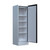 Emtez 1 Door LithiumVault Battery Storage Cabinet, gray metal storage cabinet with lockable door and multiple shelves inside.