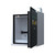 Emtez 1 Door LithiumVault FirePro® Battery Charging Cabinet with Control Panel, black and gray metal enclosure with power outlets and warning labels.