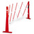 Armorgard BAR1 Barricade Expanding Barrier, a collapsible mobile safety barrier with red and white metal panels, adjustable from 145mm to 2545mm wide and 830mm meters high for construction site safety.