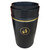 Roadware Keswick 90 Litre Eco Recycled Outdoor Litter Bin, black outdoor trash can with a recycling symbol and a gold lid stripe