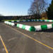 Green and white school playgound divider barriers
