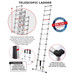 91cm to 3.81m Telescopic Extending Aluminium Ladder