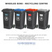 120 Litre Recycling Wheelie Bin - Plastic, Cans, Paper, General Waste