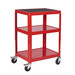 Red GI942W Metal Adjustable Height Trolleys