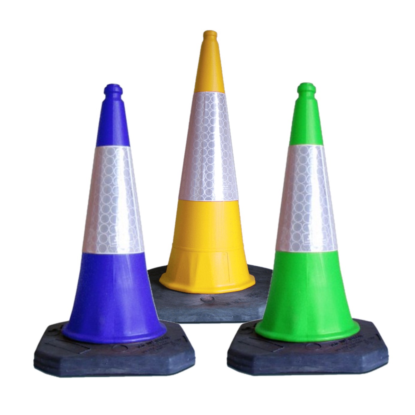 What do yellow, green and blue road traffic cones mean on UK roads?