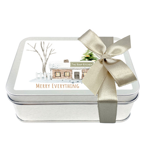 Merry Everything Medium Tin Champagne Ribbon