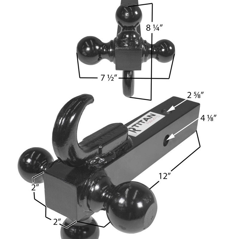 CFMoto Triple Ball Trailer Hitch with Hook by Titan Ramps 334113ECFO