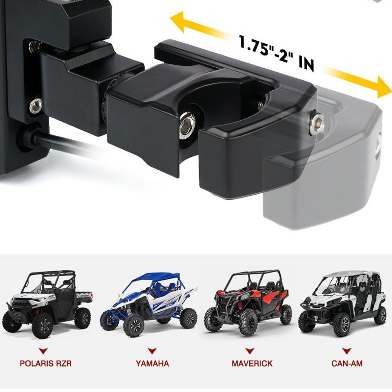 UTV Side Rear View Mirrors w/ LED Spot Light 1.75-2 Clamps for Can-Am  Polaris