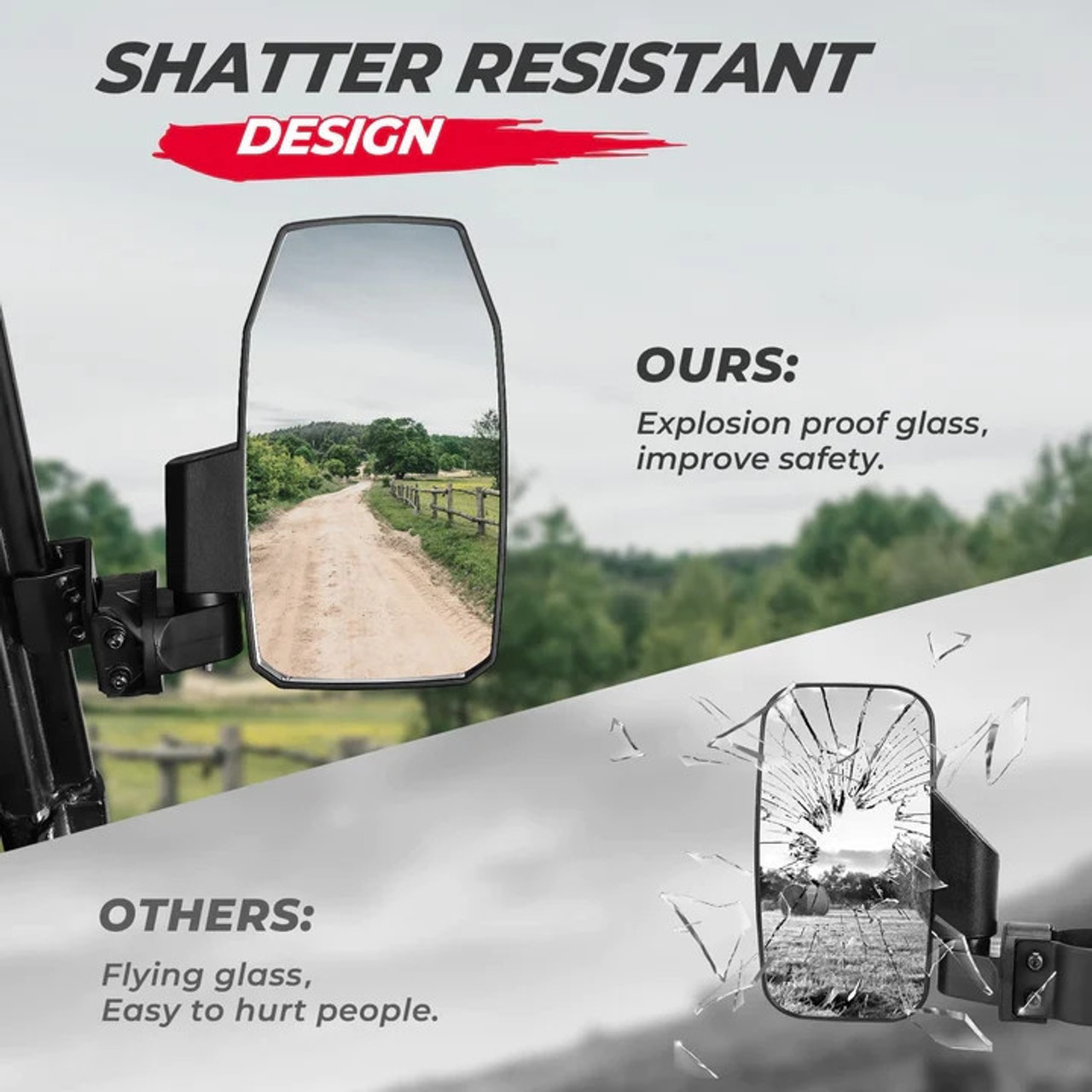 Frokom UTV サイドミラー ユニバーサル パワースポーツ バックミラー 1.6インチ - 2インチ ロールケージ ポラリス レンジャー RZR パイオニア Can Am Commander Enhance Safety and Style with Kemimoto\u0027s UTV Side Mirrors