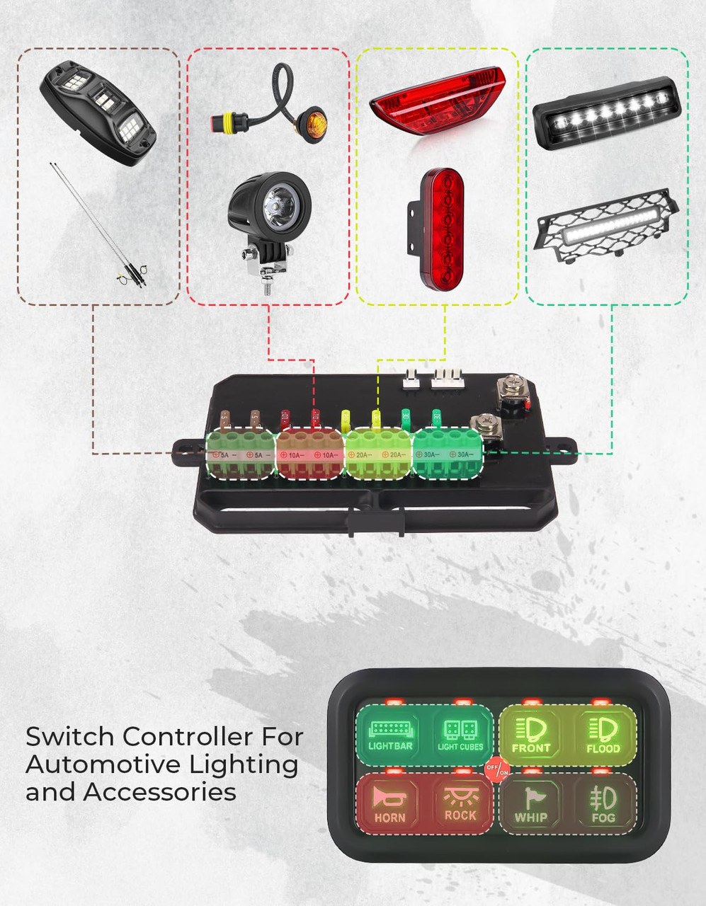CFMoto UForce / ZForce 12-24V 8 Gang Switch Panel by Kemimoto