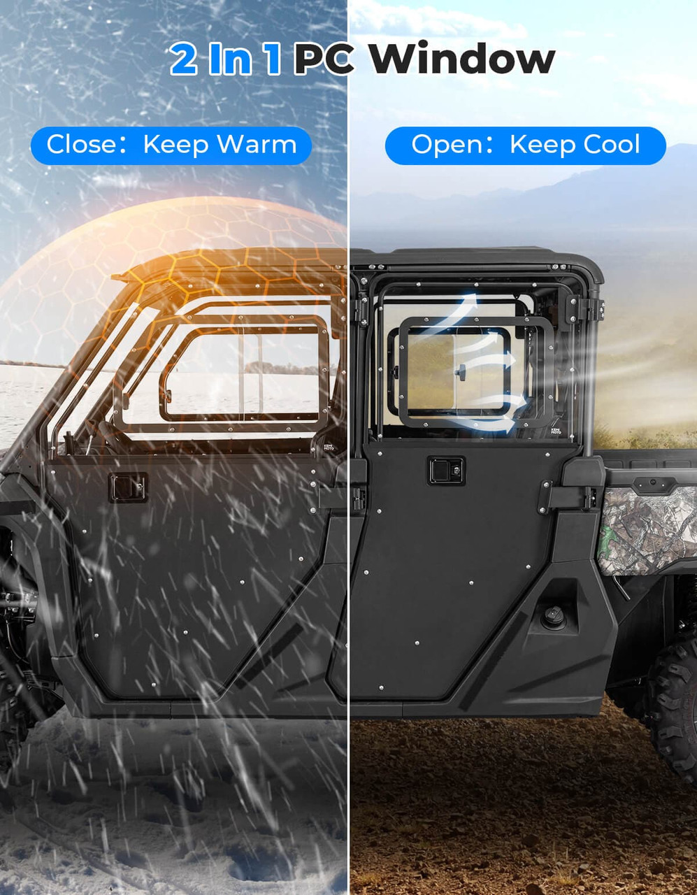 CFMoto UForce 1000 XL Full Doors with Sliding Window by Kemimoto