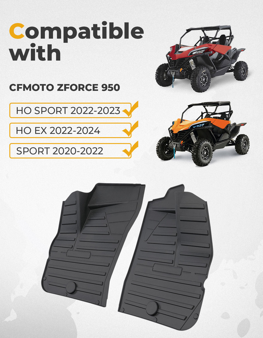 CFMOTO ZForce 950 TPE Front Floor Mats by Kemimoto B0107-03204-BK