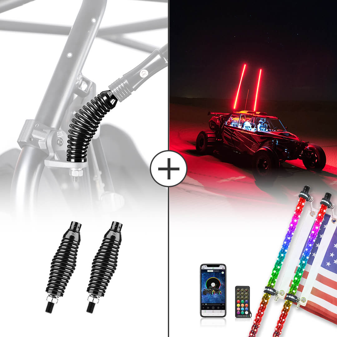 CFMoto Uforce/ZforceSpiral Whip Lights with Spring Bases by