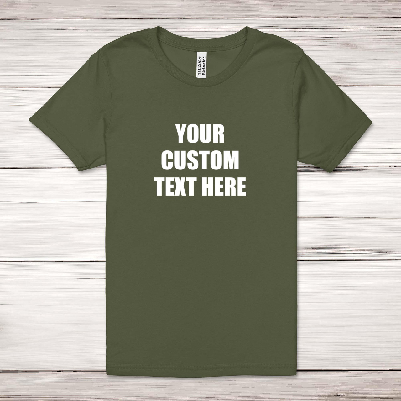 Custom Personalized T-Shirt - Add Your Own Text, Cotton Tee, Light Blue, Small, Printed In USA