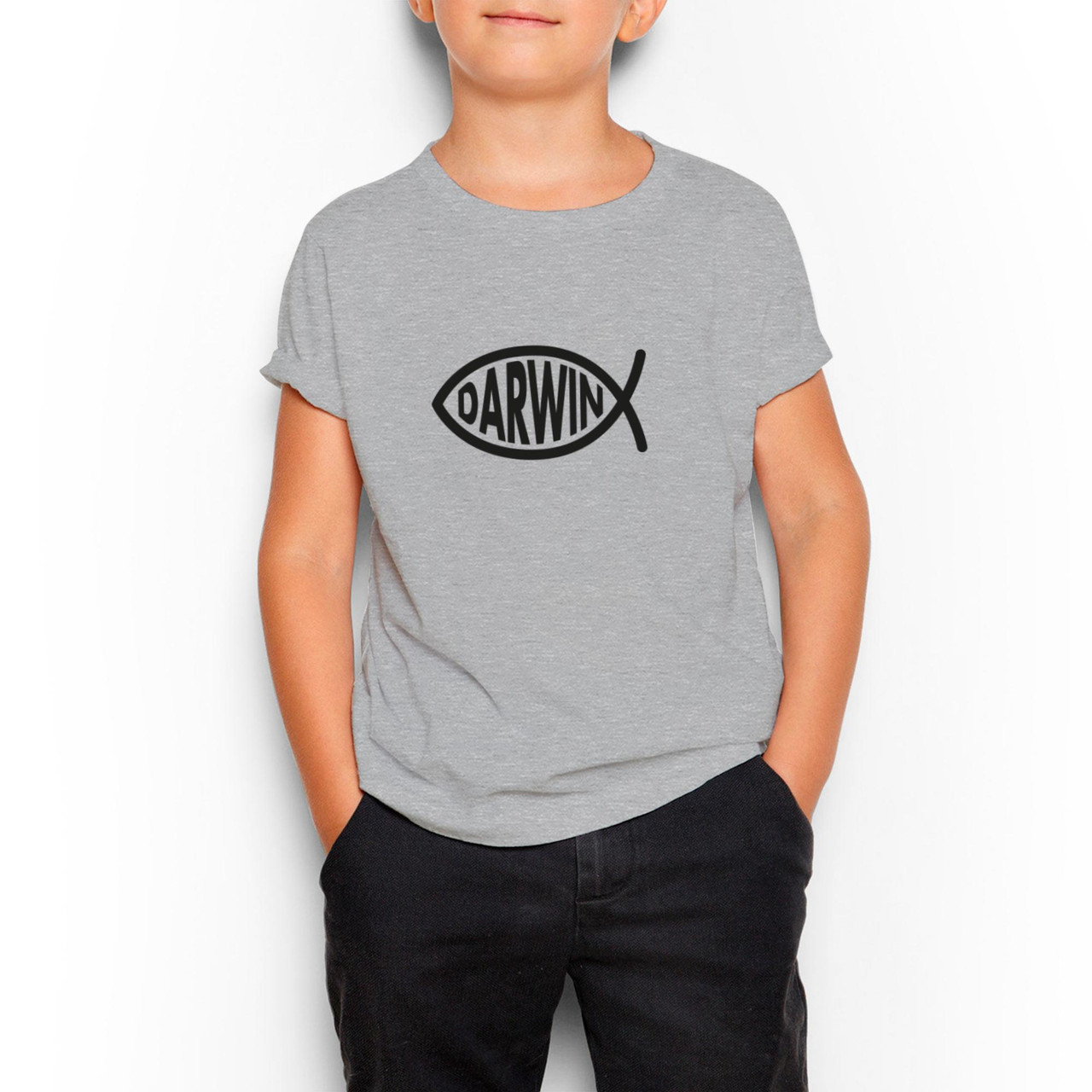 Darwin Fish Kid's T-Shirt Novelty Kid's Tees Slightly Disturbed