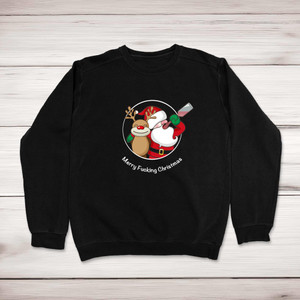 Merry Fucking Christmas Santa - Rude Sweatshirts - Slightly Disturbed - Image 1 of 2