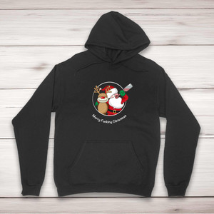 Merry Fucking Christmas Santa - Rude Hoodies - Slightly Disturbed - Image 1 of 2