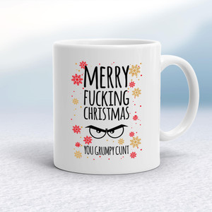 Merry Fucking Christmas You Grumpy... Swearing - Rude Mugs - Slightly Disturbed - Image 1 of 22