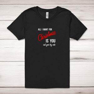 All I Want For Christmas - Rude Adult T-Shirt - Slightly Disturbed