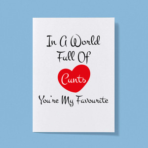 In A World Full Of Cunts - Rude Greeting Card - Slightly Disturbed - Image 1 of 1