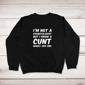 I'm Not A Gynaecologist - Rude Sweatshirts - Slightly Disturbed - Image 1 of 2