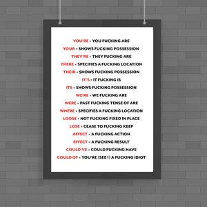 Correct Fucking Grammar - Rude Posters - Slightly Disturbed - Image 1 of 1