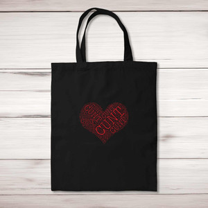 Cunt Heart - Rude Tote Bags - Slightly Disturbed