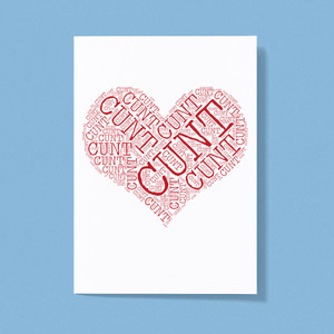 Cunt Heart - Rude Greeting Card - Slightly Disturbed - Image 1 of 1