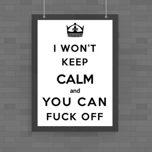 I Won't Keep Calm And You Can Fuck Off - Rude Posters - Slightly Disturbed - Image 1 of 1