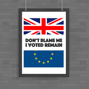 Don't Blame Me I Voted Remain - Novelty Posters - Slightly Disturbed - Image 1 of 1