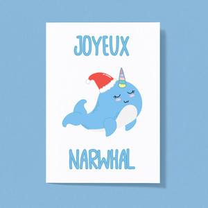 Joyeux Narwhal - Novelty Greeting Card - Slightly Disturbed - Image 1 of 1