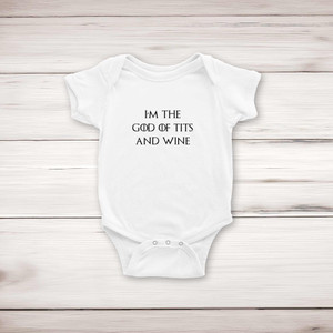God Of Tits And Wine - Novelty Babygrows & Sleepsuits - Slightly Disturbed - Image 1 of 4