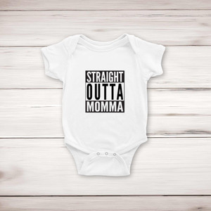 Straight Outta Momma - Novelty Babygrows & Sleepsuits - Slightly Disturbed - Image 1 of 4