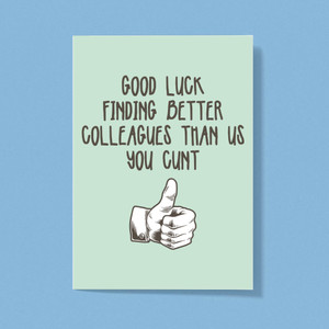 Good Luck Finding Better Colleagues - Rude Greeting Cards - Slightly Disturbed - Image 1 of 1