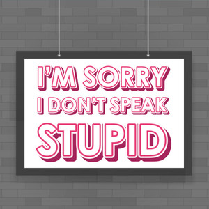 I Don't Speak Stupid - Rude Posters - Slightly Disturbed - Image 1 of 1