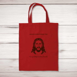 Jesus Is Watching You - Rude Tote Bags - Slightly Disturbed