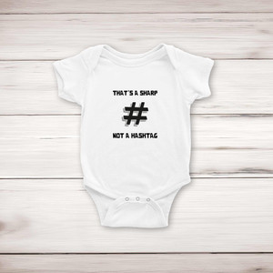 Sharp Not Hashtag - Novelty Babygrows & Sleepsuits - Slightly Disturbed - Image 1 of 4