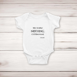 Personalised You Know Nothing - Novelty Babygrows & Sleepsuits - Slightly Disturbed - Image 1 of 4