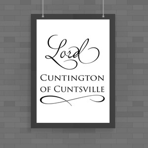 Lord & Lady Cuntington - Rude Posters - Slightly Disturbed - Image 1 of 2