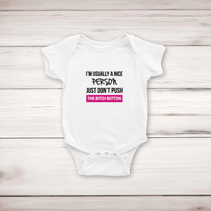 The Bitch Button - Rude Babygrows & Sleepsuits - Slightly Disturbed - Image 1 of 4