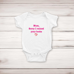 Ruined Your Boobs - Rude Babygrows & Sleepsuits - Slightly Disturbed - Image 1 of 4