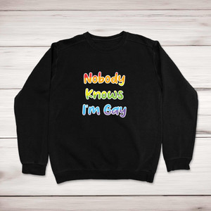 Nobody Knows I'm Gay - Rude Sweatshirts - Slightly Disturbed - Image 1 of 2