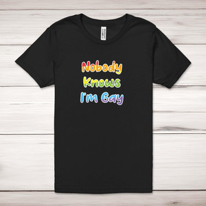 Nobody Knows I'm Gay - Rude Adult T-Shirts - Slightly Disturbed - Image 1 of 12