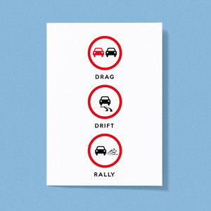 Drag Drift Rally - Novelty Greeting Cards - Slightly Disturbed - Image 1 of 1