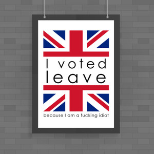 I Voted Leave Idiot - Rude Posters - Slightly Disturbed - Image 1 of 1