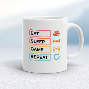 Eat Sleep Game Repeat - Geeky Mugs - Slightly Disturbed - Image 1 of 12