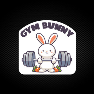 Gym Bunny - Novelty Vinyl Stickers - Slightly Disturbed - Image 1 of 1