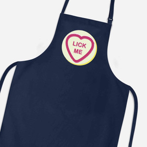 Suck-Lick Me Love Heart Sweet Apron - Navy Blue - 7