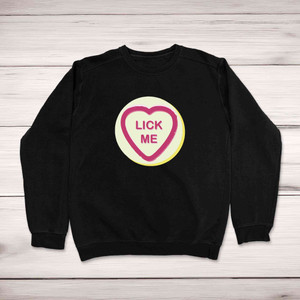 Suck-Lick Me Love Heart Sweet Sweatshirt - Black - 1