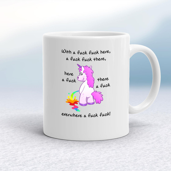 With A Fuck Fuck Here - Rude Mugs - Slightly Disturbed - Image 1 of 20